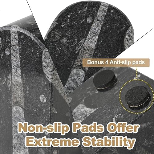 Koville Moroccan Natural Marble Bookends for Shelves, Decorative Book Ends, 7lbs Heavy-Duty Marble Book Holders, Bookshelf Apartment Decor for Normal Books/CD/Video Games(Black Fossil) - Image 3