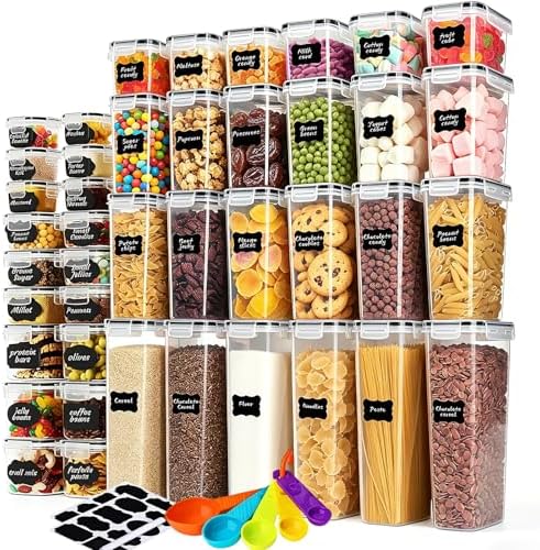 42pcs Airtight Containers, Clear Stackable Dry Food Storage by stusgo