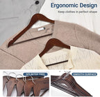 Amber Home 30 Pack Retro Wooden Coat Hangers, Wood Suit Hangers - Image 3