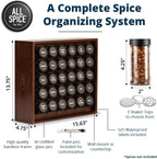 AllSpice Spice Rack Organizer, Wood, 525 Unique Labels, Countertop or Wall Mount, Includes 30 4oz Jars- Walnut Stain - Image 3