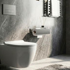 GRANDMIX Wall Mounted Toilet Paper Holder with Shelf – Modern Matte Black Metal Bathroom Tissue Roll Holder with Storage Tray for Phone, Air Freshener & Accessories - Image 3