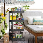 SPACEKEEPER Storage Cart 4-Tier, Bathroom Rolling Cart Utility Storage Organizer Shelf Mobile Shelving Unit for Kitchen Living Room Bathroom Laundry Room & Dressers, Black - Image 6