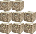 ANMINY Leopard Cheetah Print Storage Cubes Bins, Velvet, Brown, 13Inch 8PCS by ANMINY