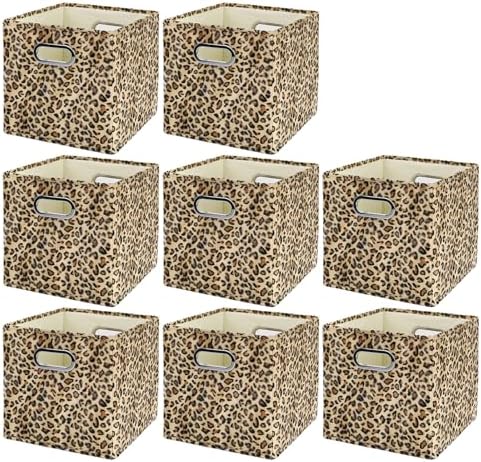 ANMINY Leopard Cheetah Print Storage Cubes Bins, Velvet, Brown, 11Inch 8PCS by ANMINY