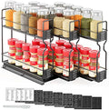 SpaceAid Pull Out Spice Rack Organizer for Cabinet, Heavy Duty Slide Out Seasoning Kitchen Organizer, Cabinet Organizer, with Labels, 7.7" W x10.75 D x10 H, 3 Drawers 2-Tier by SpaceAid