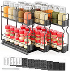 SpaceAid Pull Out Spice Rack Organizer for Cabinet, Heavy Duty Slide Out Seasoning Kitchen Organizer, Cabinet Organizer, with Labels, 7.7" W x10.75 D x10 H, 3 Drawers 2-Tier by SpaceAid
