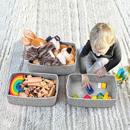 Goodpick 3-Pack Woven Storage Baskets for Closet,13 x 8 x 5 in - Image 4