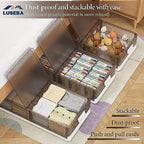Under Bed Storage Containers, Stackable Under Bed Rolling Storage Plastic Containers, 11.5Gal Storage Bins with Wheels, Multi-purpose Storage Bins with Lids for Clothes, Shoes, And Duvets - Image 4