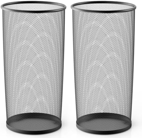 19.5" H Mesh Umbrella Stand - Ventilated Mesh Umbrella Holder for Entryway - Extra Capacity Storage for Umbrellas Canes & More - Freestanding Indoor Organizer 10.4" L x 10.4" W x 19.5" H - 2P Black by DUNCHATY