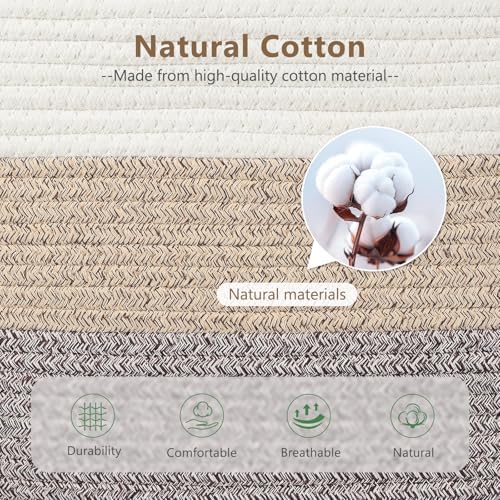 ECDYQXVU 15x10x9 Inch Woven Cotton Rope Storage Basket, 2 Pack - Image 2