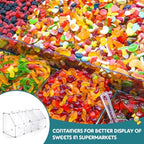Geetery 2 Pack 4 Tier Acrylic Candy Bin Clear Partitioned Dry Food Display Spices Container Transparent Retail Donut Cookie Bin Compartments Display for Candy Cereal Chocolate Bean Knock Down - Image 3