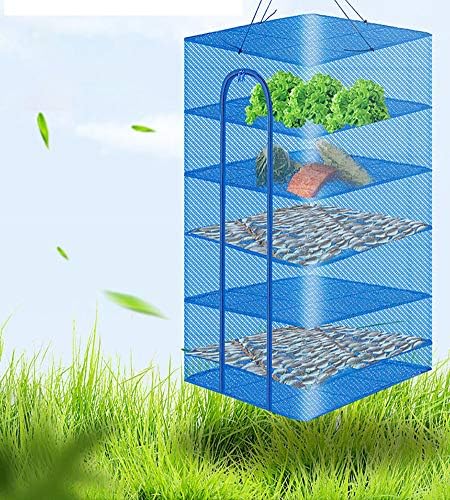 Hwayslon Hanging Drying Net Foldable Drying Rack Net Dryer 19.7"x19.7"x37.4" 6 Layer Folding Fish Mesh Collapsible Dry Net with Zippers for Fish Vegetables Drying Seeds Fruit Herb - Image 5