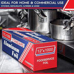 12"x1000 Aluminum Foil Roll | Ideal for Grilling, Baking, & Food Storage | Durable, Versatile for Home & Professional Use | Premium Quality, Commercial Grade, w/Easy Tear Dispenser Box (Pack of 4) - Image 2