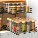 BOIVSHI 2-Tier Spice Rack, Pull Out Cabinet Organizer Spice Racks Height Adjustable Heavy Duty Metal Basket for Inside Cabinets & Pantry Closet(9.5''Wx10.5''Dx9.5''H) by BOIVSHI