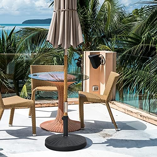 Tangkula 49 LBS Patio Umbrella Base, 20.5 Inch Outdoor Umbrella Stand W/Rattan Design, Adjustable Knob, Round Umbrella Holder for Backyard, Market Entrance, Poolside - Image 3
