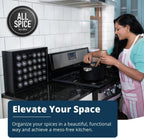 AllSpice Spice Rack Organizer, Wood, 525 Unique Labels, Countertop or Wall Mount, Includes 30 4oz Jars- Matte Black - Image 2