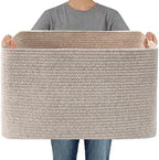 JMvicyroam 96L Large Woven Cotton Rope Blanket Basket, Oatmeal by JMvicyroam