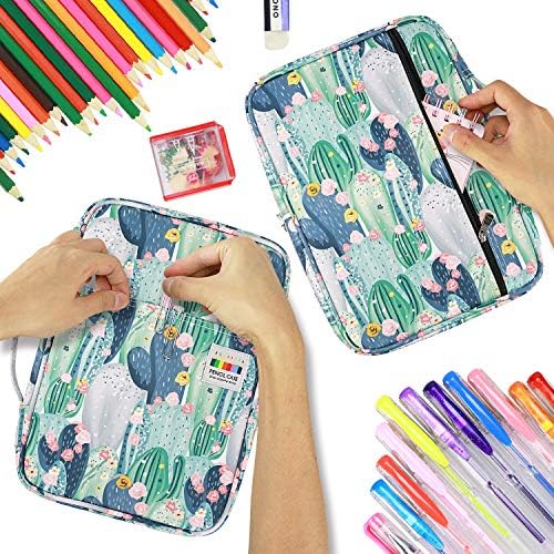 YOUSHARES Colored Pencil Case 220 Slots Pen Case Organizer With Handy Wrap & Zipper, Multilayer Holder for Prismacolor Colored Pencils & Gel Pen (Cactus) - Image 4