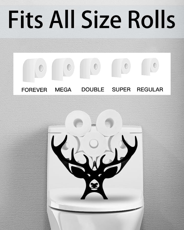 Antlers Toilet Tissue Holder,Animal Paper Holders,Decorative Metal Papers Holder,Funny Toilet Animal Storage for Bathrooms,Bathroom Paper Organizer for Extra 8 Rolls Free Standing Art Decor - Image 3
