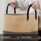 YOUDENOVA Woven Laundry Hamper Basket, 100L Tall Laundry Basket-Black&Brown - Image 4