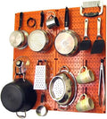 Wall Control Kitchen Pegboard Organizer Pots and Pans Storage Rack Organization Kit with Orange Pegboard and Black Accessories by Wall+Control
