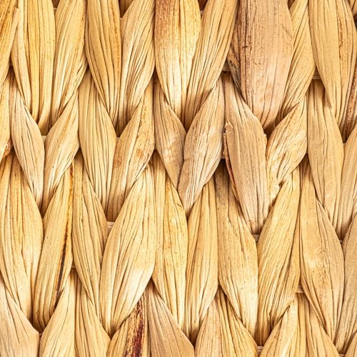 Household Essentials Woven Water Hyacinth Scalloped Square Trays, Set of 2, Natural - Image 3