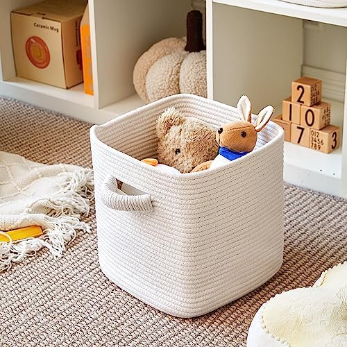 RUNKA Storage Cube Baskets - 3 Pack - 11 inch Square Baskets for Closet, Woven Bins - Ideal for Toy Storage | White - Image 4