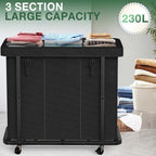 Laundry Basket with Lid,230L Rolling Laundry Hamper with Wheels,Black - Image 2
