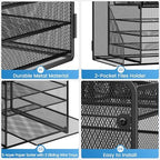 Lavatino Desk Organizer, 5-Tier Metal Mesh Paper Letter Tray with 1 File Holders & 7 Flexible Dividers for Office or Home Desk Organizers and Accessories, Keep Workspace Supplies Neat, Black - Image 6