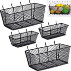 Sieral 4 Pcs Metal Pegboard Baskets Wire Organizer, Small, Large, Black by Sieral