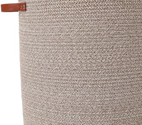 16"x20" Extra Large Cotton Rope Basket with Zipper Lid, Woven Laundry Hamper and Blanket Storage Basket, Round Clothes Bin for Living Room Bedroom, Camel & White Mix - Image 2