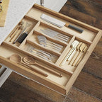 WelFurGeer Premium Wooden Silverware Organizer for Kitchen Drawers, Utensil Tray for Kitchen Drawer, Cutlery Drawer Organizer for Forks, Spoons, Knives - Sturdy Birchwood, Natural Finish - Image 2