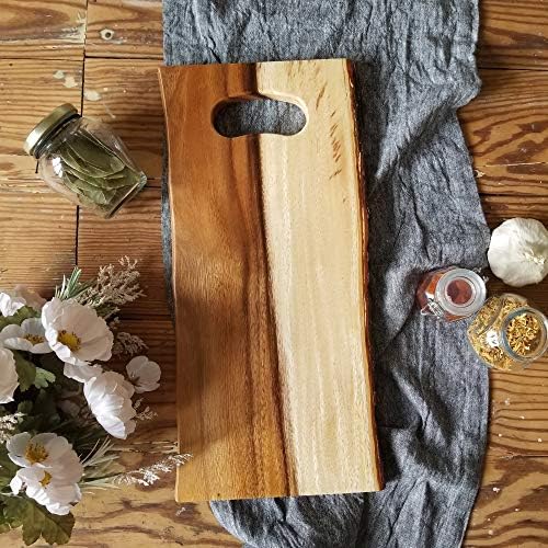 Lipper International Acacia Tree Bark Serving Plank with Handle for Cheese, Crackers, and Hors D'oeuvres - Image 3