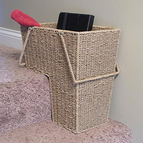 Household Essentials Wicker Stair Basket with Handles, Handwoven Seagrass, Natural - Image 7