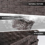 Onlytak 2-Pack Plastic Wicker Bathroom Baskets, 12"x12"x6", Dark Grey - Image 3