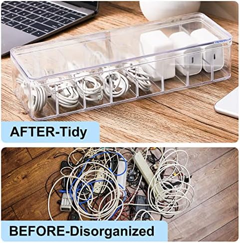 Tatuo Cord Organizer Box with Lid, Clear, 8 Pack - Image 6