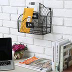 MyGift Black Mail Organizer, 2 Compartment Desk File Holder with Labels - Image 2