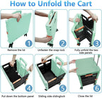Foldable Utility Cart Portable Rolling Crate Handcart Shopping Trolley Collapsible 4 Rotate Wheels with Durable Heavy Duty Plastic Telescoping Handle for Travel Shopping Moving Storage Office Use - Image 5