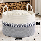 KAKAMAY Large Blanket Basket with Handles, Storage Basket for Living Room - Image 3