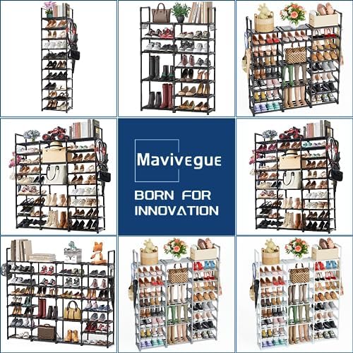 Mavivegue 10 Tiers Shoe Rack, Large Storage Space, 55-60 Pairs, White, Polypropylene - Image 7