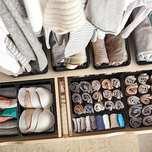 Simple Houseware Interlocking Desk Drawer Bins Organizer, 42 Packs, Black - Image 4