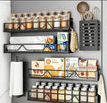 16.9 Inch Large Capacity Magnetic Spice Rack for Refrigerator Black, 6 Pack by Mystozer