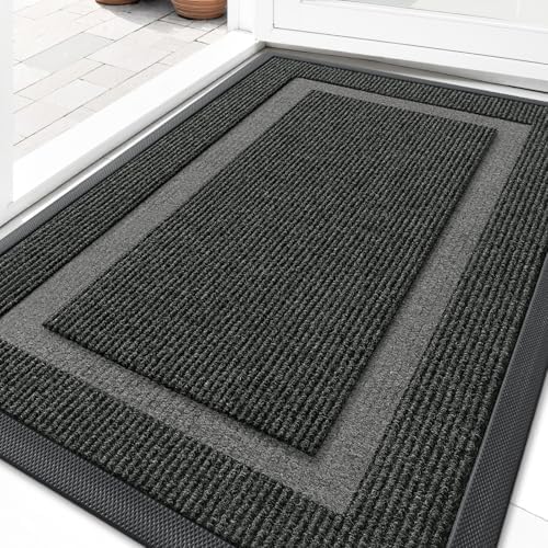 OLANLY Front Door Mat Outside 33x21, All-Season Heavy-Duty Rubber Doormat by OLANLY
