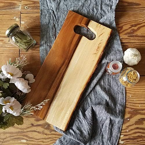 Lipper International Acacia Tree Bark Serving Plank with Handle for Cheese, Crackers, and Hors D'oeuvres - Image 4