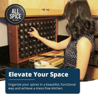 AllSpice Spice Rack Organizer, Wood, 525 Unique Labels, Countertop or Wall Mount, Includes 30 4oz Jars- Cherry Stain - Image 2