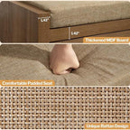 SICOTAS Rattan Shoe Bench Entryway Bench with Storage Drawer, Linen Cushion - Image 5