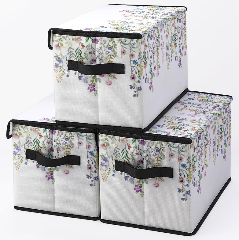 Stackable Clothes Storage Bins with Lids 3 Pack by BestSellers
