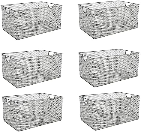 YBM HOME Kitchen Pantry Organizer Wire Baskets for Shelves, Cabinets, Pantry, Countertop, Mesh Open Storage Bin Metal Basket for Organizing Food Supplies, 6 Pack, 12.1x7.8x5.8 by YBMHome