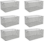 YBM HOME Kitchen Pantry Organizer Wire Baskets for Shelves, Cabinets, Pantry, Countertop, Mesh Open Storage Bin Metal Basket for Organizing Food Supplies, 6 Pack, 12.1x7.8x5.8 by YBMHome