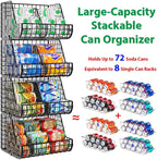 Stackable Soda Can Organizer Stores Up to 72 Cans, 4-Pack Can Storage Organizer for Pantry Shelves, 4-Tier Kitchen Can Holders with 4 Adjustable Dividers, Wire Drink Organizer for Pantry Cabinet Shelf - Image 2